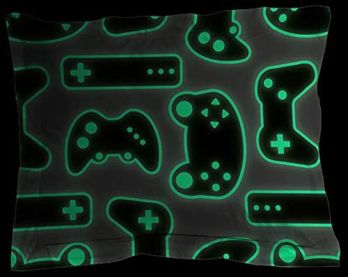 Game On Twin Comforter Sham Set Kids Video Game Glow in the Dark, Gray