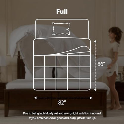 Pacific Coast Goose Feather Down Fiber Comforters Full Size, Extra Fluffy White Duvet Insert, Ultra-Soft, Breathable, All Season Hotel Luxury Bedding Comforters, 8 Corner & Center Loops (82"x86")