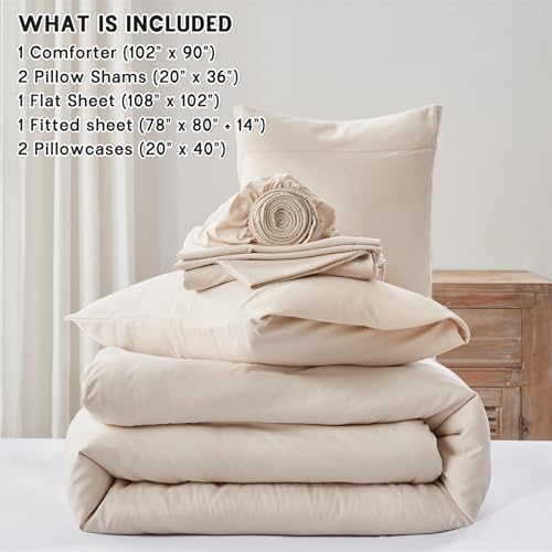 Anluoer King Size Comforter Set, 7 Piece Bed in a Bag King Bedding Sets