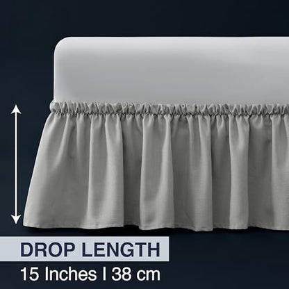 Casual Living Twin XL Bed Skirt, Ruffled Wrap-Around, 15" Drop, Grey