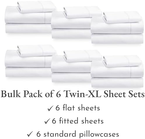 California Design Den Pack of 6 Soft 100% Cotton Twin XL Sheets Set, White