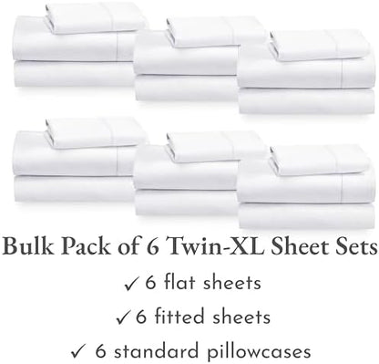 California Design Den Pack of 6 Soft 100% Cotton Twin XL Sheets Set, White