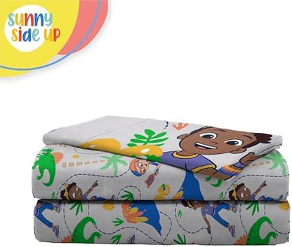 Sunny Side Up Kids Sheet Set Includes Sheets and Pillow Cover - 100% Microfiber Bedding and Room Decor, Gray - Blippi, 3 Piece Twin