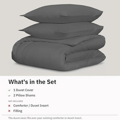 California Design Den Luxury Oversized King Duvet Cover Set, Grey