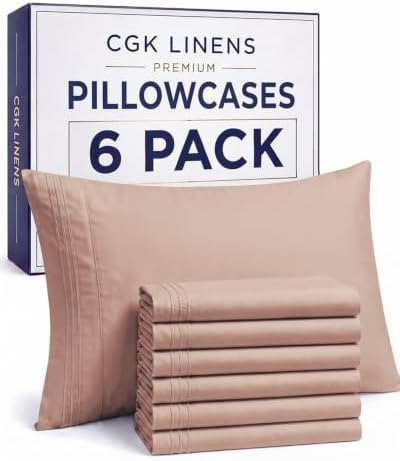 King Standard Pillow Cases Set of 6 - Ultra Soft Pillowcase Covers - Mauve