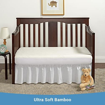 Bamboo Crib Mattress Protector by Pure Bamboo, Waterproof - Breathable, Noiseless Mattress Cover Pad Protects Against Moisture & Stains - Fits 52x28x6 inch Mattress