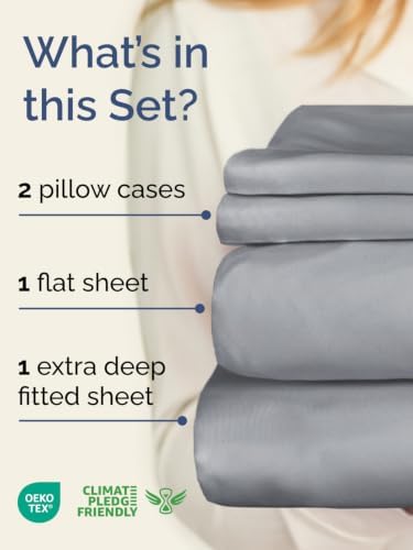 Extra Deep Pocket Full Size Sheet Set - Breathable & Cooling - Steel Blue