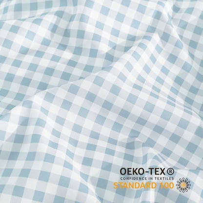 Andency Blue Gingham Duvet Cover King, Blue Checkered Plaid Bedding Set