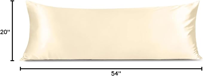 INFIIXSO Body Pillow Cover with Zipper, Luxury Mulberry Silk Body Pillow Case 20x54 Inches, Ultra Smooth and Soft Cooling Long Pillowcase, Gift for Women, Men(Ivory)