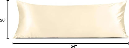 INFIIXSO Body Pillow Cover with Zipper, Luxury Mulberry Silk Body Pillow Case 20x54 Inches, Ultra Smooth and Soft Cooling Long Pillowcase, Gift for Women, Men(Ivory)