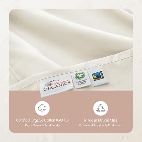 100% Organic Cotton Pillow Cases Standard Size Set of 2-100% Cotton Pillowcases GOTS Certified 300 Thread Count - Naturally Cooling Comfortable Breathable & Soft Pillow Cases (Natural, Standard)