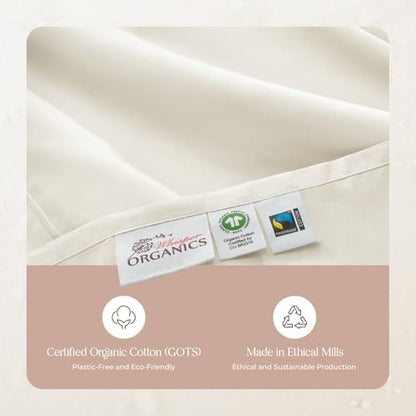 100% Organic Cotton Pillow Cases Standard Size Set of 2-100% Cotton Pillowcases GOTS Certified 300 Thread Count - Naturally Cooling Comfortable Breathable & Soft Pillow Cases (Natural, Standard)