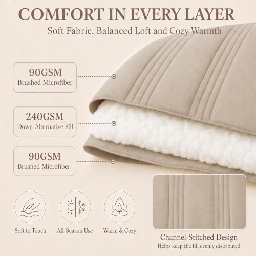 CozyLux Full Size Comforter Sets Wheat- 7 Pieces Bed in a Bag