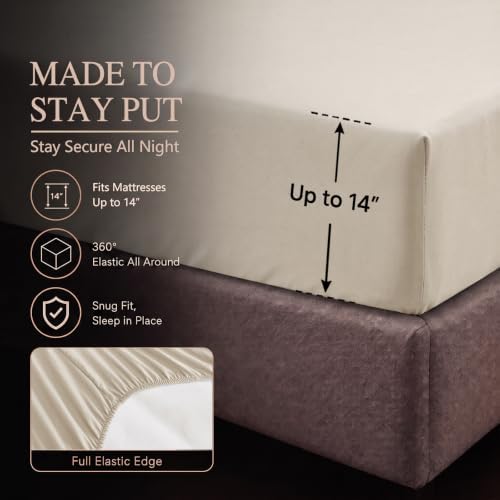 CozyLux California King Comforter Set Oatmeal, 7 Pieces Bed in a Bag