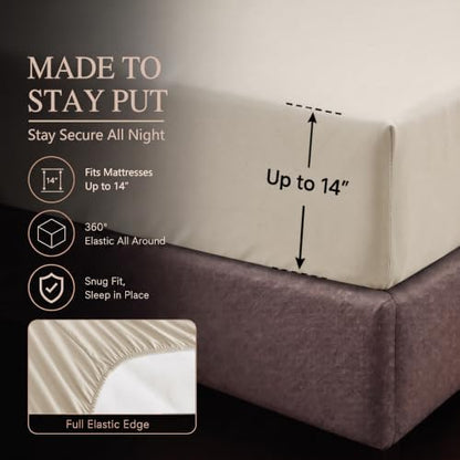 CozyLux California King Comforter Set Oatmeal, 7 Pieces Bed in a Bag