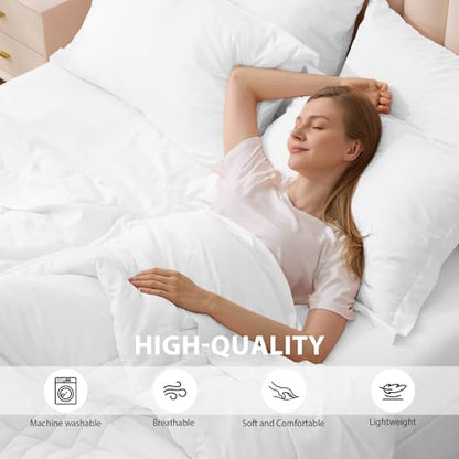 Full Size Comforter Sets White, 7 Pieces Bed in a Bag Bedding Set