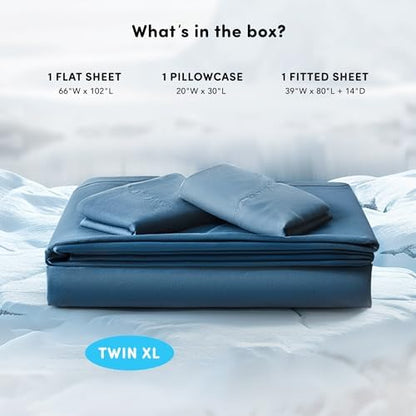 Comfort Spaces Coolmax Moisture Wicking Sheet Set Soft, Fade Resistant, All Elastic Deep Pocket Fits Up to 16" Mattress - Warm Weather Cooling Sheets for Night Sweats, Twin XL, Teal, 3 Piece