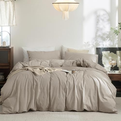 FOSSA Duvet Cover Set 100% Washed Cotton Linen Feel King