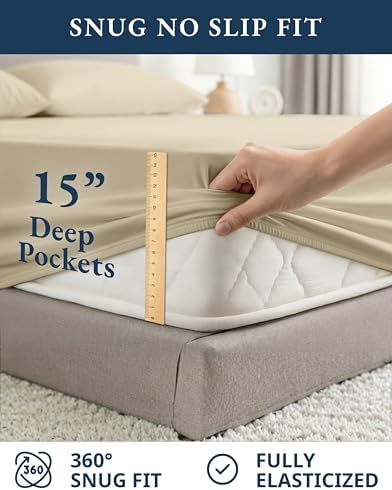 LANE LINEN California King Bed Sheets 100% Organic Cotton Cooling - Linen