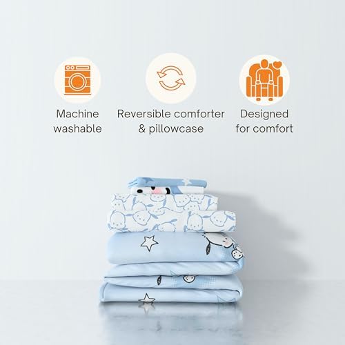 Sanrio Pochacco Bedding 7 Piece Super Soft Cozy Reversible Comforter and Sheet Set with Sham, Full, (Officially Licensed Product) By Franco