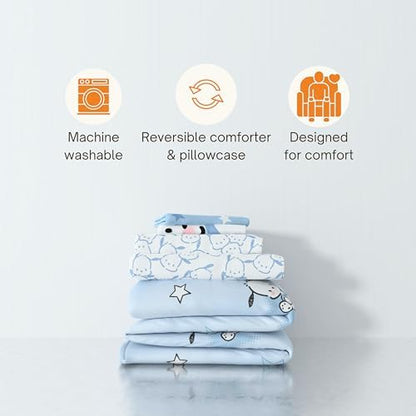 Sanrio Pochacco Bedding 7 Piece Super Soft Cozy Reversible Comforter and Sheet Set with Sham, Full, (Officially Licensed Product) By Franco