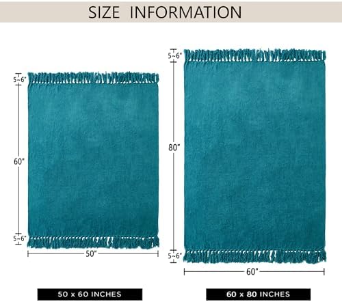 Chenille Throw Blanket for Couch 50" x 60", Teal