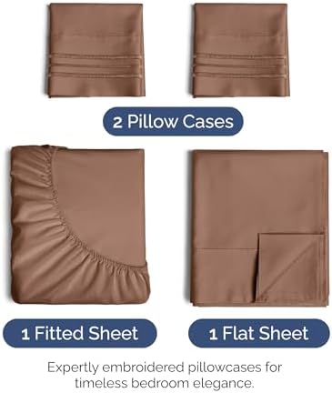 King Size 4 Piece Sheet Set - Ultra Soft & Cooling Sheets - Copper Brown