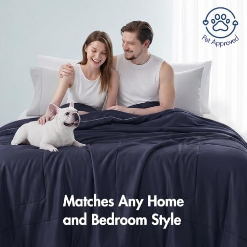 Madison Park Breathable Cooling Comforter King, Navy, 106x90