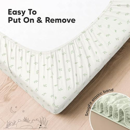 KeaBabies 2pk Organic Cotton Crib Sheets for Boys Girls 52x28, Herb