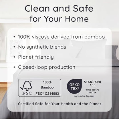 Bambaw 100% Viscose Derived from Bamboo Sheets Twin Size Set – 4-Piece Set of Cooling Bed Sheets Twin Size, Soft & Breathable, Helps Reduce Night Sweats, Deep Pocket Fit (Dark Gray)