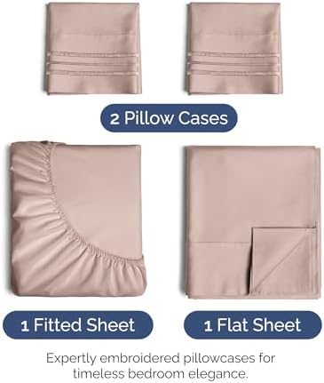 Full Size 4 Piece Sheet Set - Ultra Soft & Cooling Bed Sheets - Dusty Pink