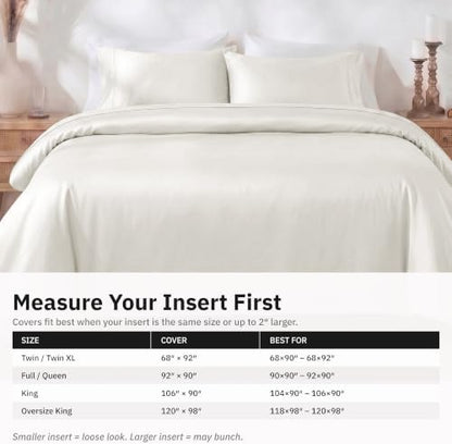 California Design Den Luxury Twin XL Duvet Cover Set, Ivory