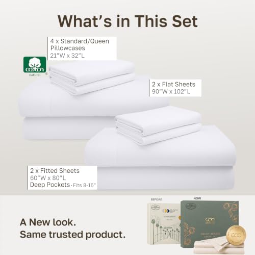 California Design Den 2 Pack 600 Thread Count Cotton Bed Sheets Queen Set