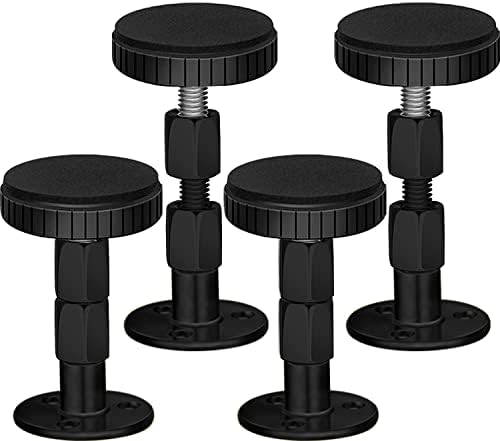 Adjustable Threaded Headboard Stoppers/Bumper Against Wall, 4 Pack Behind Bed Frame Protector Antishake Tool, Bed Shake Support Stabilizer Device for Anti-Knocking,Banging, Metal (Black 27-90mm)