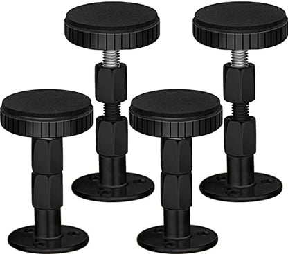 Adjustable Threaded Headboard Stoppers/Bumper Against Wall, 4 Pack Behind Bed Frame Protector Antishake Tool, Bed Shake Support Stabilizer Device for Anti-Knocking,Banging, Metal (Black 27-90mm)