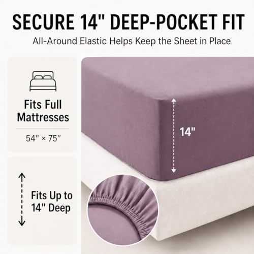 CozyLux Full Size Comforter Sets Dusty Purple - 7 Pieces Bed in a Bag