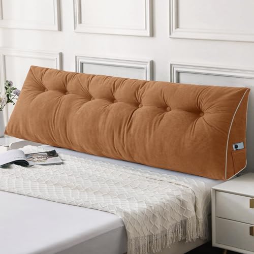 Sasttie Headboard Pillow King, Wedge Pillow Headboard, Caramel