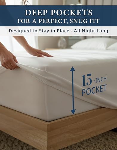 LANE LINEN California King Sheet Sets 100% Egyptian Cotton Sateen - White