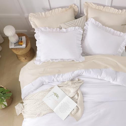 Andency Oversized King Comforter Set 120x98, 3 Pieces Ruffle Bedding Set