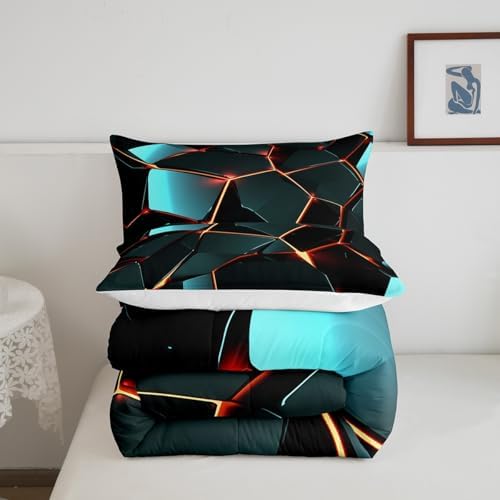 Feelyou Stereoscopic Honeycomb Comforter Set Hexagon Comforter for Kids Boys Girls Beehive Bedding Set Geometric Honeycomb Duvet Simplistic Room Decor Quilt Full Size Boys
