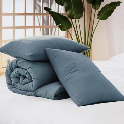 King Size Comforter Set-3 Pieces Soft Oxford Blue Comforter Bedding Set