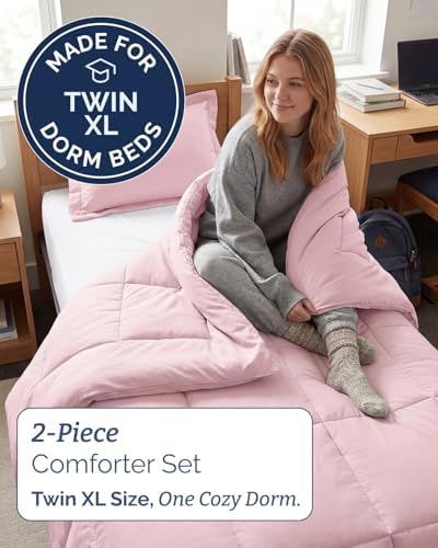 Twin XL Comforter Set - Lavender Pink All Season Bedding - 2 Piece Bed Set