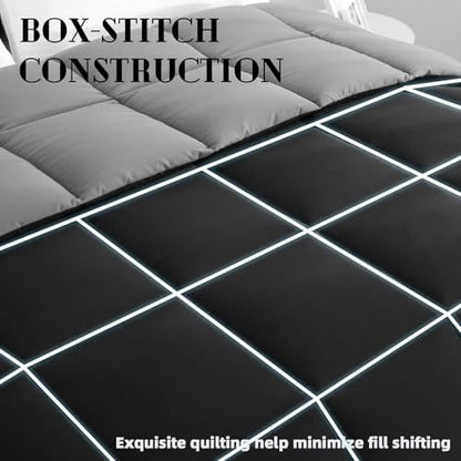 DOWNCOOL Comforter King Size, Reversible Duvet Insert, Black/Grey
