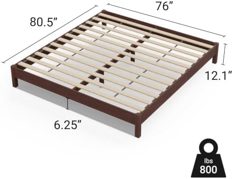LIFEMENT King Bed Frame Signature Wood Platform, Noise Free, Under Bed Storage, No Box Spring Needed, Easy Assembly, Espresso
