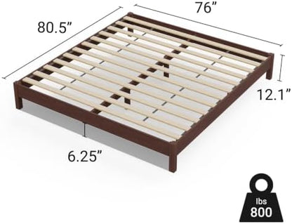 LIFEMENT King Bed Frame Signature Wood Platform, Noise Free, Under Bed Storage, No Box Spring Needed, Easy Assembly, Espresso