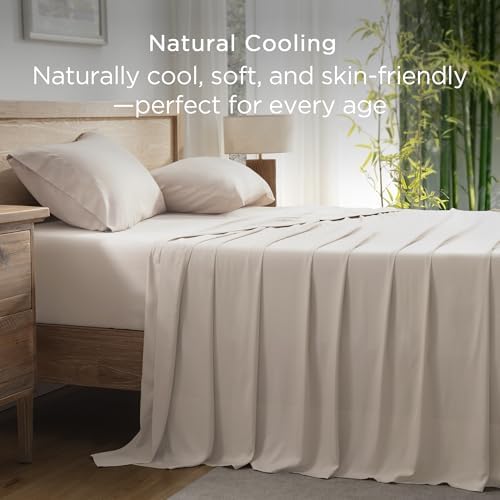 Andency Oatmeal California King Sheets Set 100% Viscose Derived from Bamboo