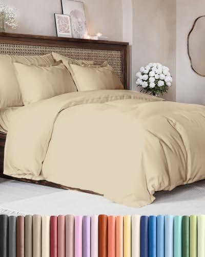 Duvet Cover King Size - Extra Soft 3 Piece with Zipper Closure - Wheat
