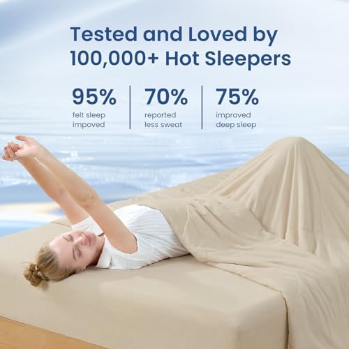 Cozy Bliss Cooling Comforter King Size, Cooling Blankets for Hot Sleepers and Night Sweats, Khaki Summer Comforter for King Size Bed, Breathable Soft Lightweight Silk Smooth