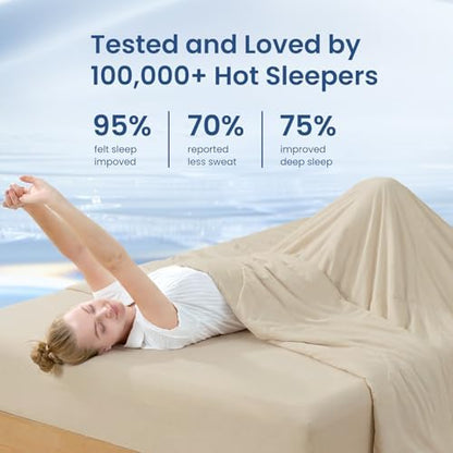 Cozy Bliss Cooling Comforter King Size, Cooling Blankets for Hot Sleepers and Night Sweats, Khaki Summer Comforter for King Size Bed, Breathable Soft Lightweight Silk Smooth