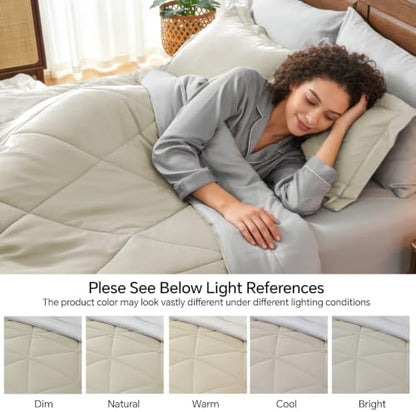 BEDELITE Twin XL Comforter Set 5 Pieces, Reversible Oatmeal Bed in A Bag